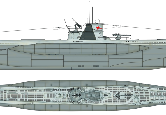 Подводная лодка DKM U-96 Typ VIIC U-Boot [Submarine] - чертежи, габариты, рисунки